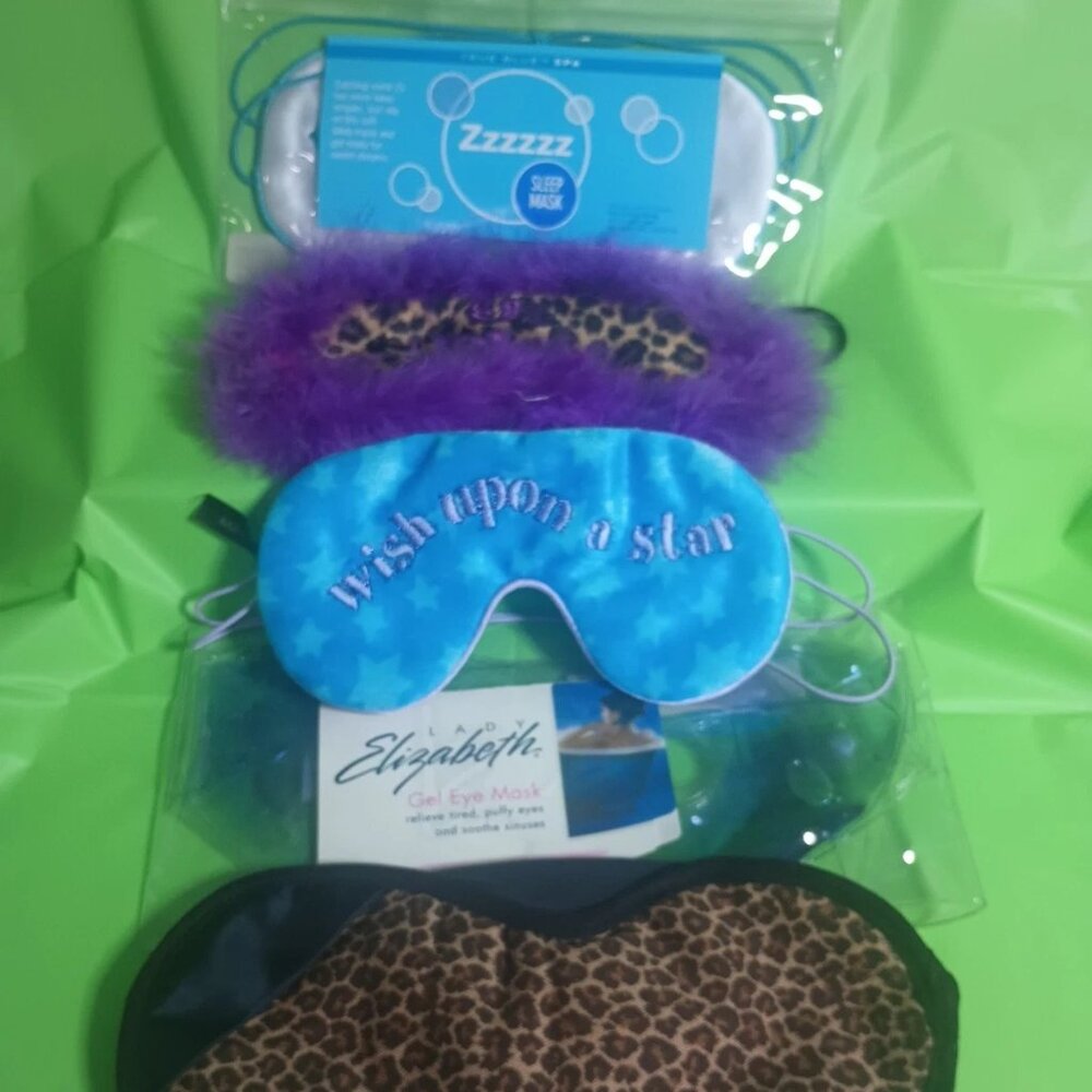 Sleep Mask LOT of 5 Fabric + Gel Eye Masks Girls Night Sleepover Fun